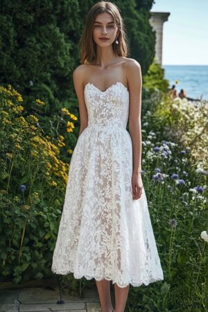 Beach Sweetheart Ivory Lace Maxi Engagement Dress