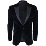 Men’s Black Velvet Slim Fit Tuxedo Blazer Elegant Formal Party Jacket