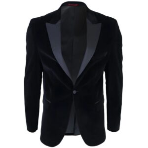 Men’s Black Velvet Slim Fit Tuxedo Blazer Elegant Formal Party Jacket