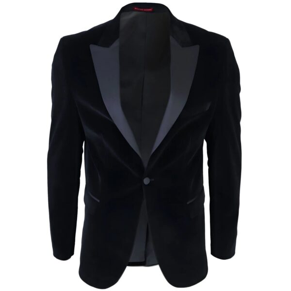 Men’s Black Velvet Slim Fit Tuxedo Blazer Elegant Formal Party Jacket