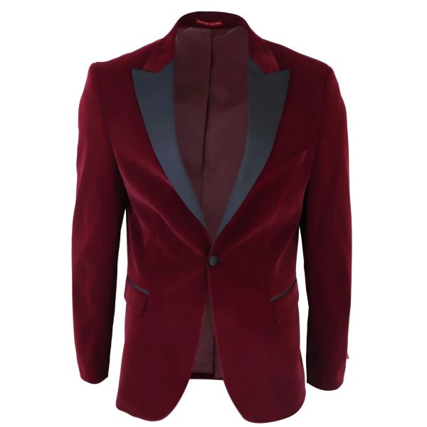 Men’s Burgundy Velvet Slim Fit Tuxedo Blazer Premium Formal Party Jacket